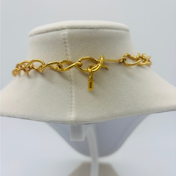 AVON vintage 90s Etruscan gold necklace with glass cabochons and rhinestones - Picture 6 of 8